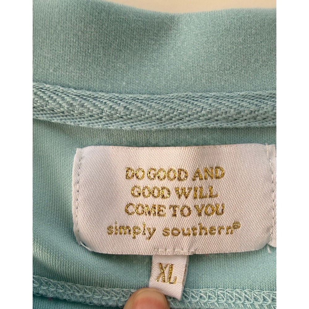 Simply Southern Womens Light Blue XL Oversized Sweatshirt S Shorts 2 Piece - Picture 3 of 8